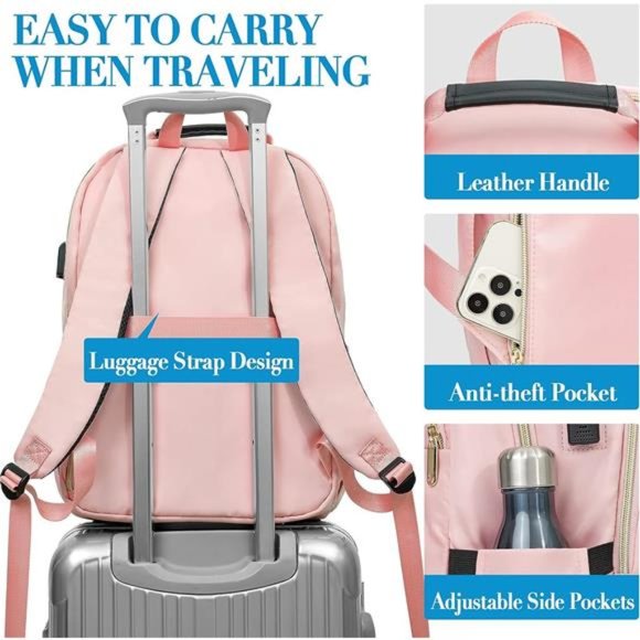 Laptop Backpack for Women, 17.3 Inch Large School Backpack for Girls Waterproof - Picture 5 of 6